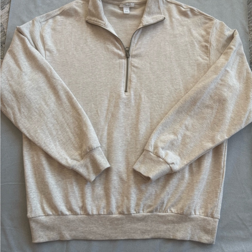 Daily Ritual Oatmeal Quarter Zip - Picture 6 of 10